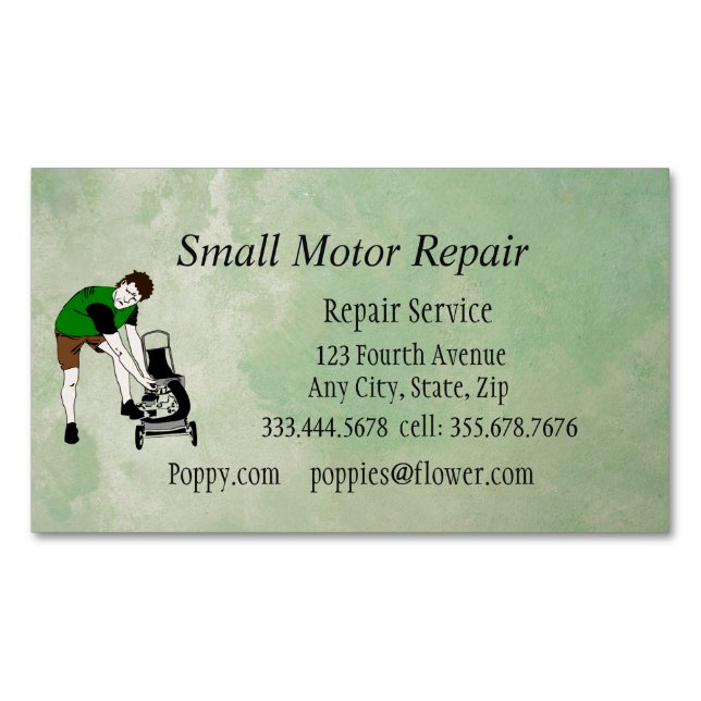 Small Engine Repair Custom  Magnetic Business Card (Front)