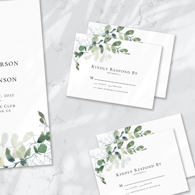 Small Eucalyptus Greenery Wedding RSVP Card (Creator Uploaded)