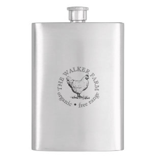 Small Farm Business Promotional Logo Hip Flask