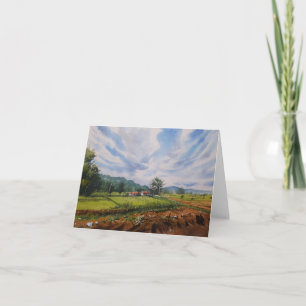 Small Farm Scene In Watercolors Card