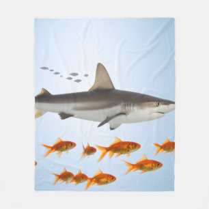 Small Fish Big Shadow Fleece Blanket