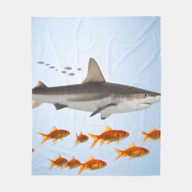 Small Fish Big Shadow Fleece Blanket (Front)