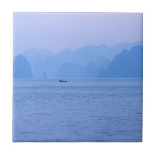 Small fishing boat in Ha Long Bay - Vietnam, Asia Ceramic Tile