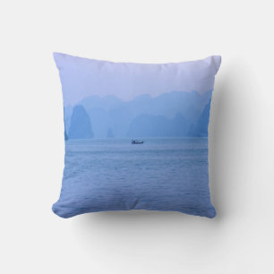 Small fishing boat in Ha Long Bay - Vietnam, Asia Cushion