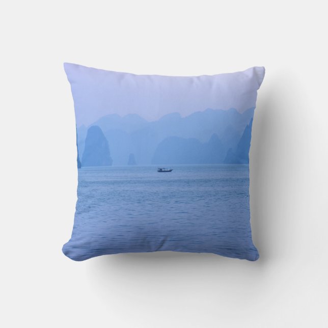 Small fishing boat in Ha Long Bay - Vietnam, Asia Cushion (Front)