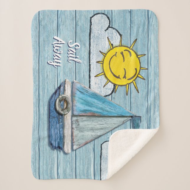 Small fleece blanket Driftwood Beach yacht design (Front)