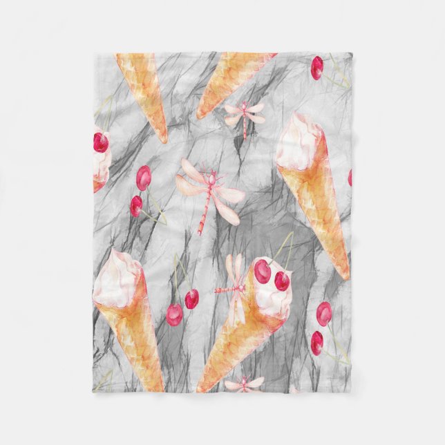 Small Fleece Blanket with Ice Cream Cones (Front)