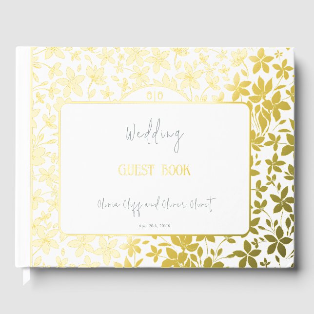 Small Flowers Foil Wedding Guest Book (Front)
