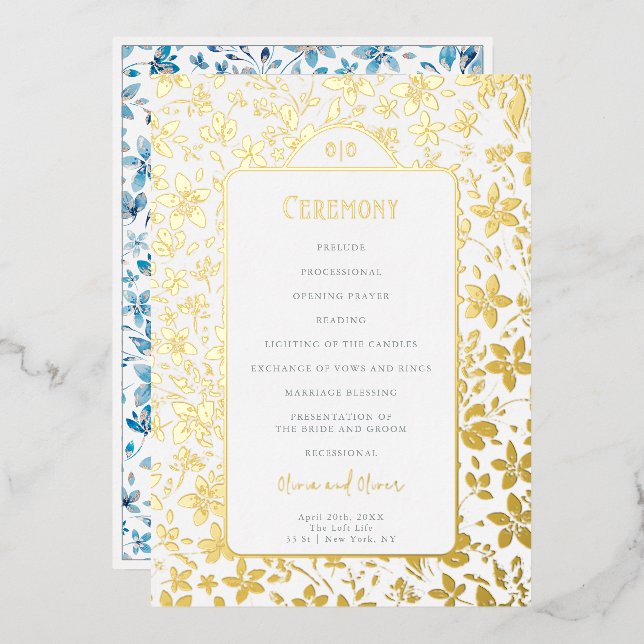 Small Flowers Wedding Program (Front/Back)