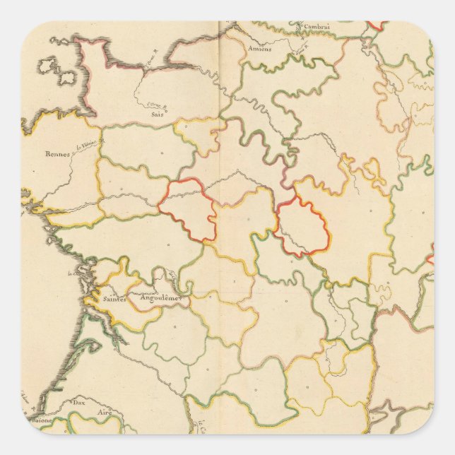 Small French Rivers Square Sticker (Front)