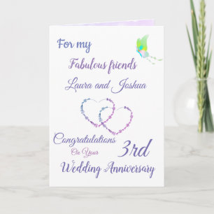 Small Friends 3rd Anniversary design greeting Card
