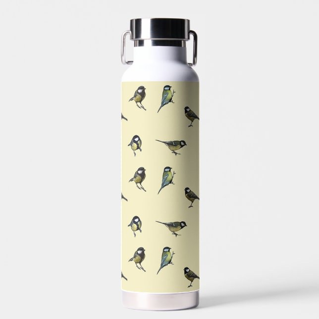 Small Garden Birds Pattern Water Bottle (Front)