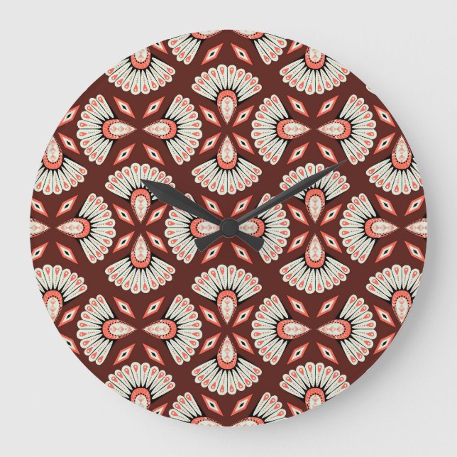 Small Geometric Motifs: Decoration Textile Pattern Large Clock (Front)