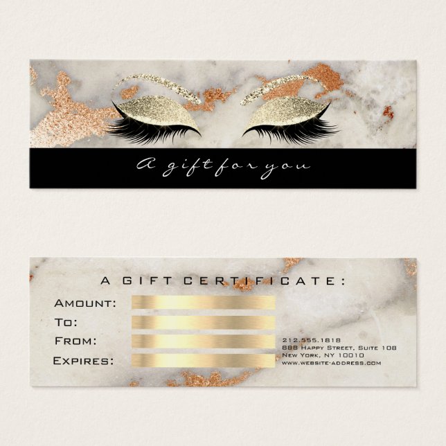 Small Gift Certificate Marble Coral Lash Makeup (Front & Back)