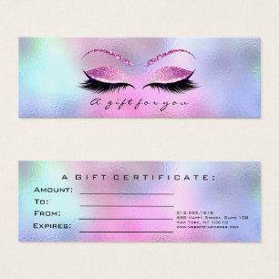 Small Gift Certificate Silver Glitter Lashes Pink1