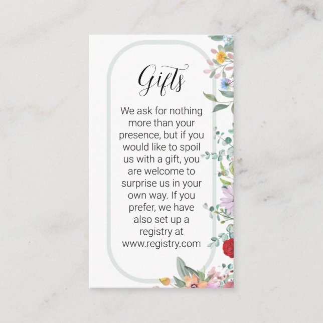 Small Gift Registry Insert Wildflower Wedding (Front)