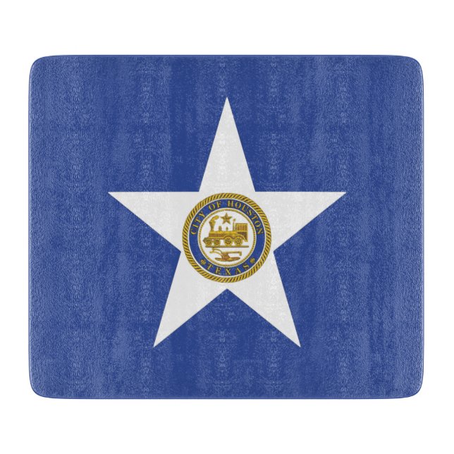 Small glass cutting board- flag of Houston Cutting Board (Front)