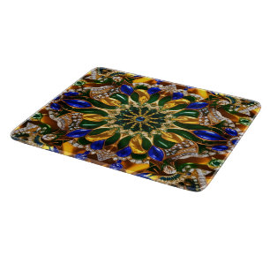 Small glass cutting board with Brazil Colours