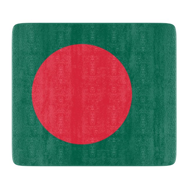Small glass cutting board with flag of Bangladesh (Front)