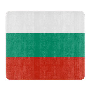 Small glass cutting board with flag of Bulgaria