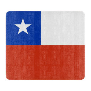 Small glass cutting board with flag of Chile