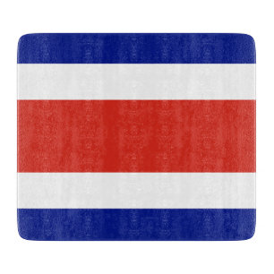 Small glass cutting board with flag of Costa Rica