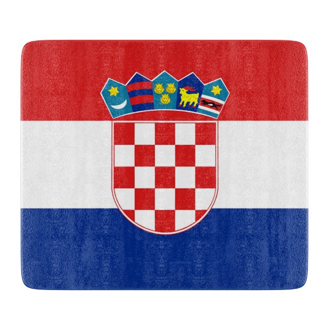 Small glass cutting board with flag of Croatia (Front)