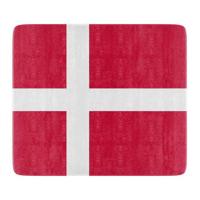 Small glass cutting board with flag of Denmark (Front)
