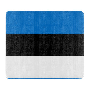 Small glass cutting board with flag of Estonia