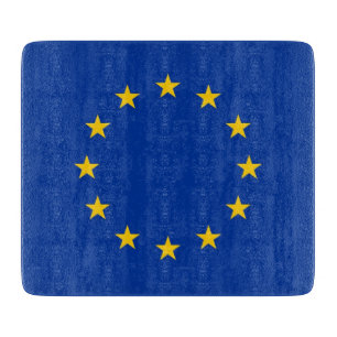 Small glass cutting board with flag of Europe