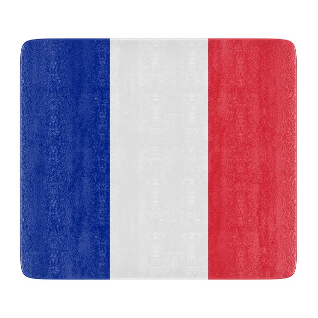 Small glass cutting board with flag of France (Front)