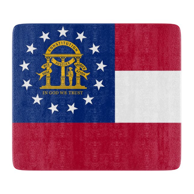 Small glass cutting board with flag of Georgia (Front)