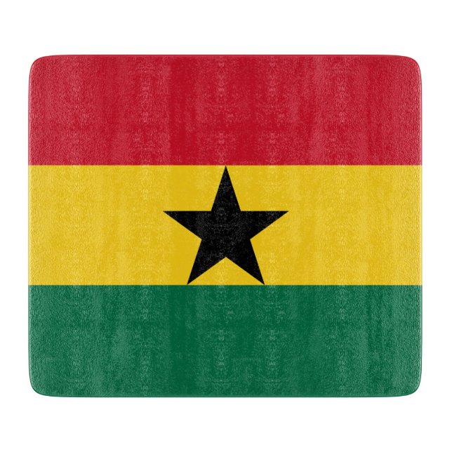 Small glass cutting board with flag of Ghana (Front)