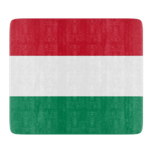 Small glass cutting board with flag of Hungary