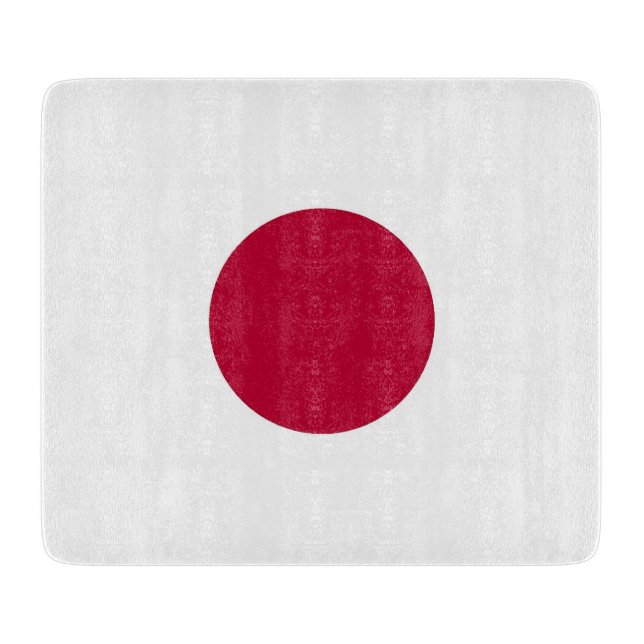 Small glass cutting board with flag of Japan (Front)