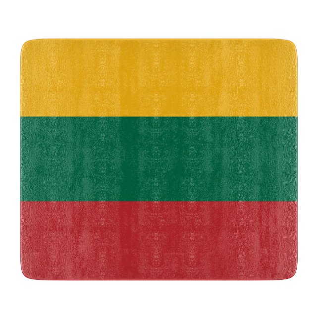 Small glass cutting board with flag of Lithuania (Front)
