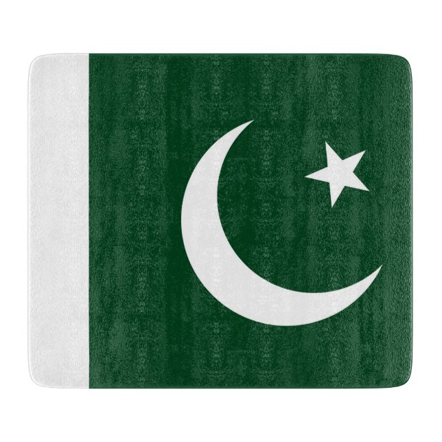 Small glass cutting board with flag of Pakistan (Front)
