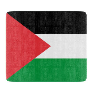 Small glass cutting board with flag of Palestine