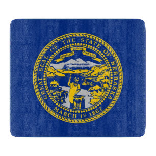 Small glass cutting board with Nebraska flag