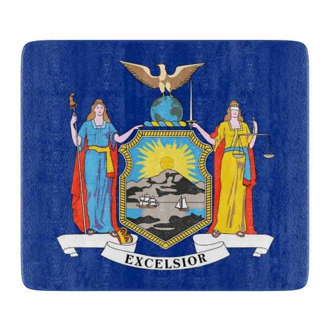 Small glass cutting board with New York flag (Front)
