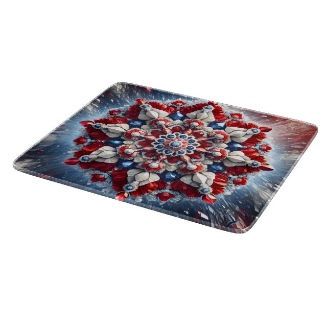 Small glass cutting board with Norwegian Colours (Corner)