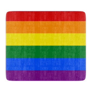 Small glass cutting board with Pride flag of LGBT