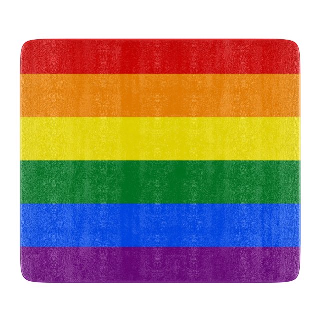 Small glass cutting board with Pride flag of LGBT (Front)