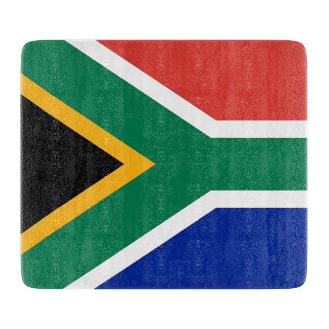 Small glass cutting board with South Africa flag (Front)