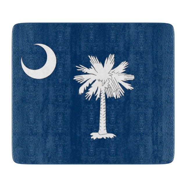 Small glass cutting board with South Carolina flag (Front)