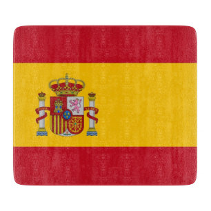 Small glass cutting board with Spain flag