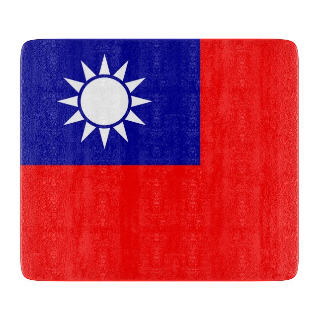 Small glass cutting board with Taiwan flag (Front)