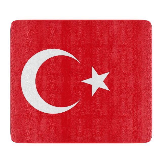 Small glass cutting board with Turkey flag (Front)