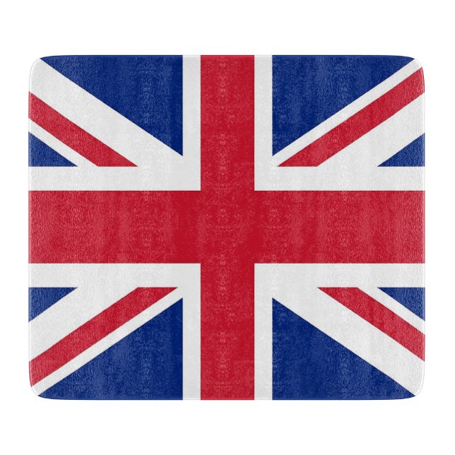 Small glass cutting board with United Kingdom flag (Front)