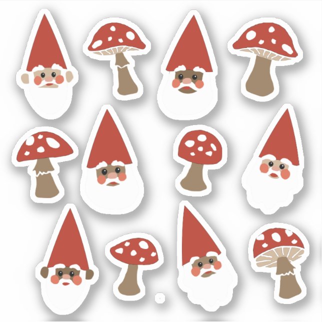 Small Gnomes and Mushrooms Stickers (Front)